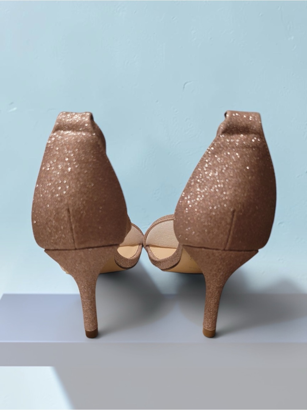 J.Adams "Dove" Fine Gold Glitter heeled sandals - Picture 4 of 6